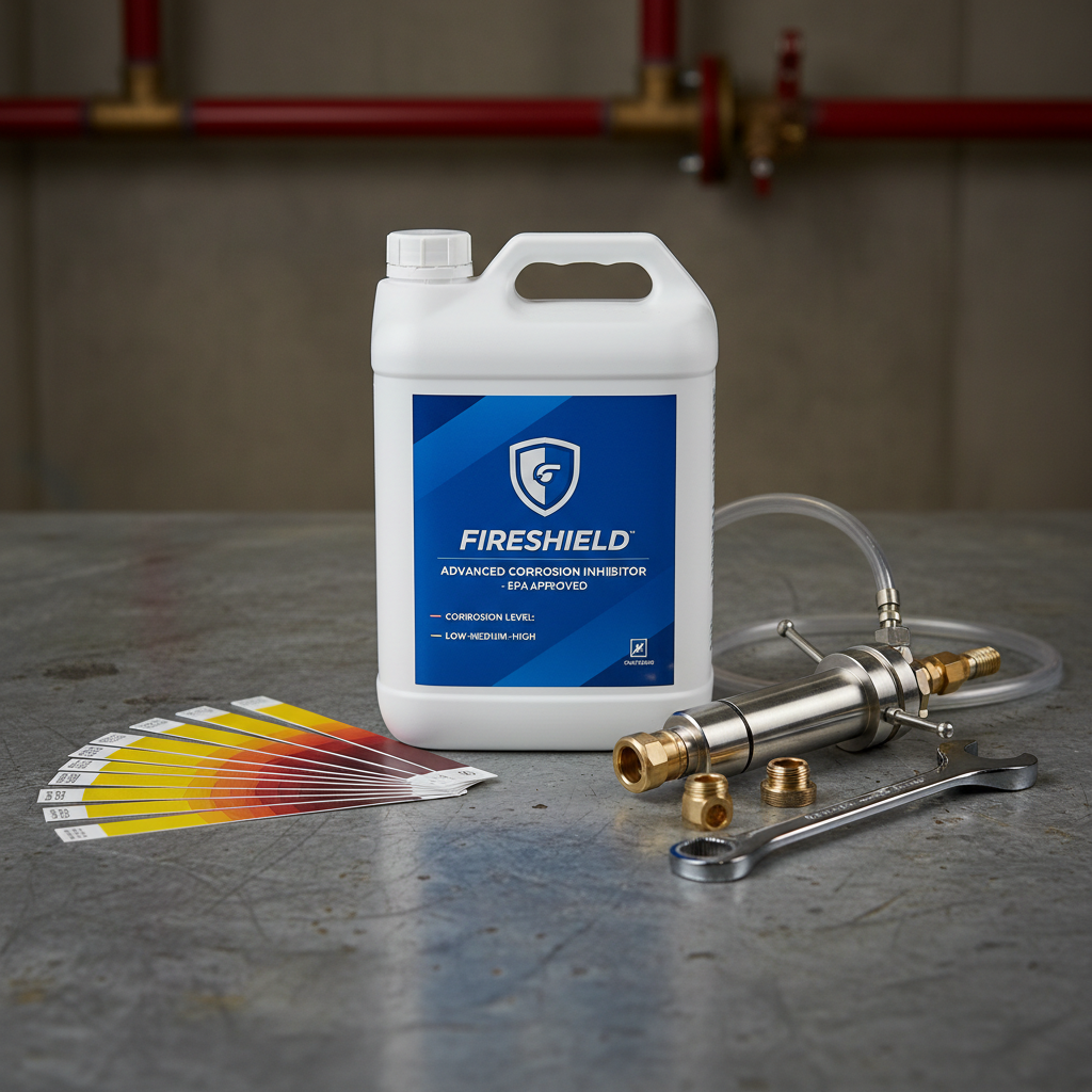 Corrosion prevention bundle with inhibitor container, monitoring strips and application tools on industrial surface